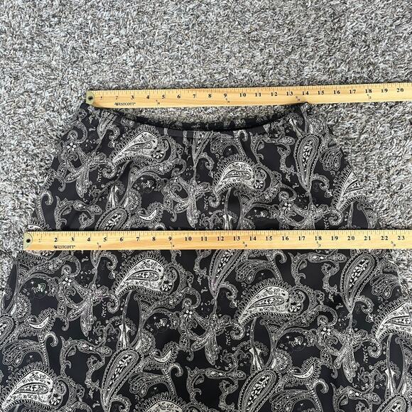 Skirt Set Size 14 Black Beige Paisley Flutter Short Sleeve A Line Y2K 2 Piece - Picture 16 of 16